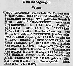 Firmenbucheintrag VBC